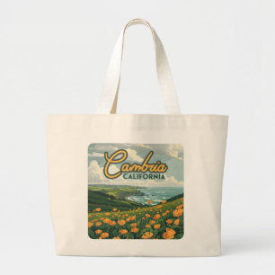 Cambria California Poppies Flowers Pacific Coast Large Tote Bag
