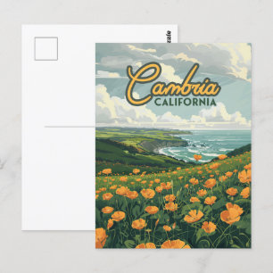 Cambria California Poppies Flowers Pacific Coast  Postcard