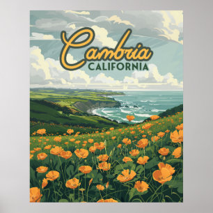 Cambria California Poppies Flowers Pacific Coast Poster