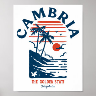 Cambria California Retro Surfer Vintage Beach Men Poster