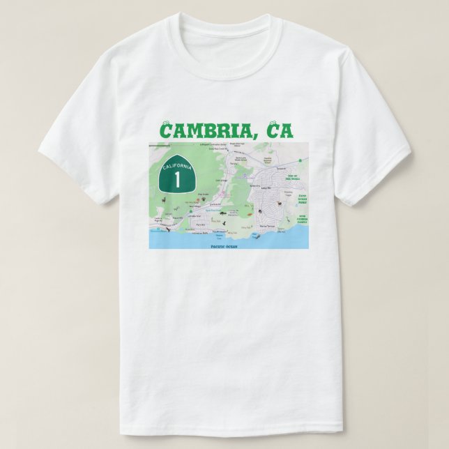 Cambria SLO Place Names T-Shirt (Design Front)