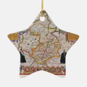 Cambridge Antique Map Ceramic Tree Decoration