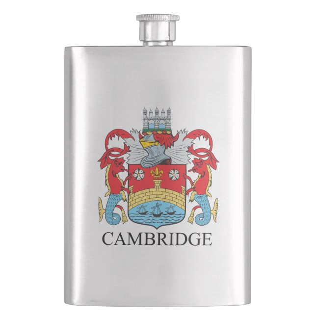 Cambridge coat of arms hip flask (Front)