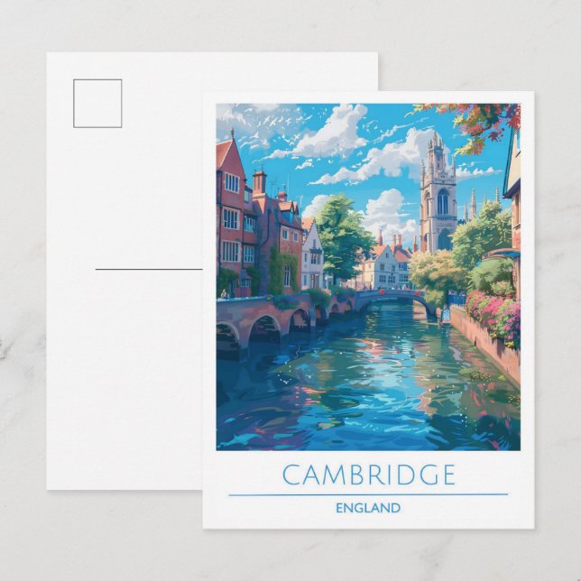 Cambridge England Art Vintage Travel  Postcard (Front/Back)