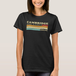 Cambridge England City Retro Longitude Latitude T-Shirt