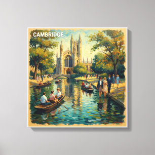 Cambridge England College River Stretched Canvas Print