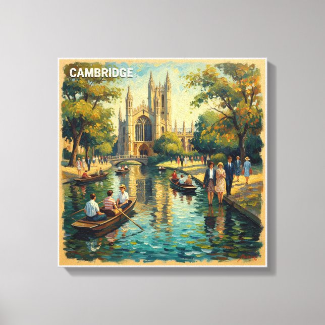 Cambridge England College River Stretched Canvas Print (Front)