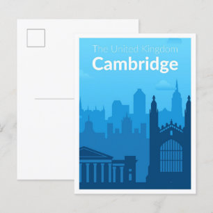 Cambridge England UK Vintage Travel Illustration Postcard