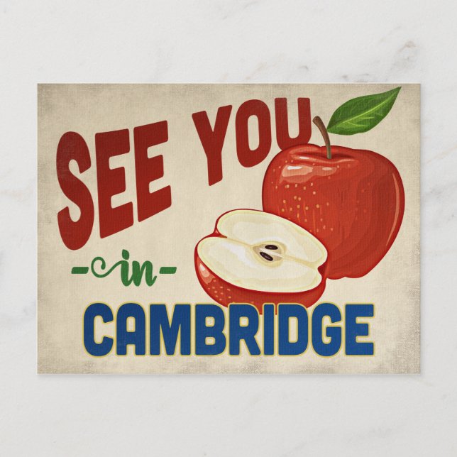 Cambridge Massachusetts Apple - Vintage Travel Postcard (Front)