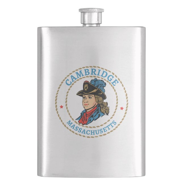 Cambridge Massachusetts Colonial Hip Flask (Front)