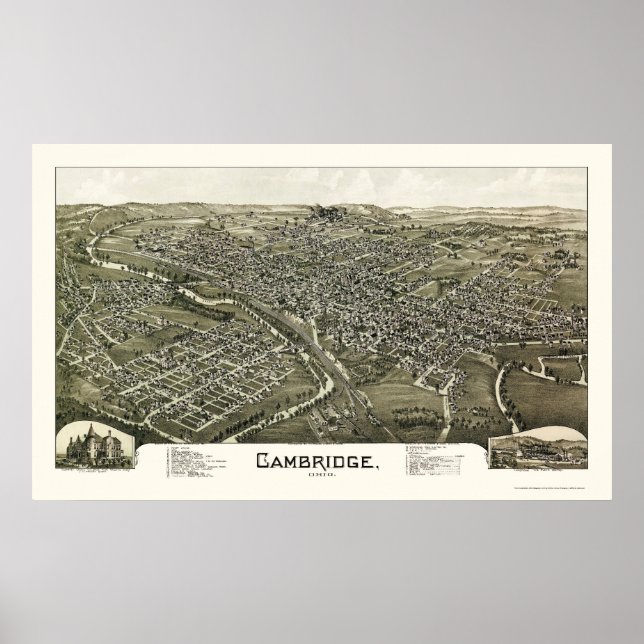 Cambridge, OH Panoramic Map - 1897 Poster (Front)