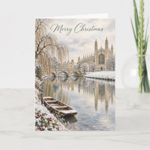 Cambridge River Cam Christmas Watercolour Holiday Card