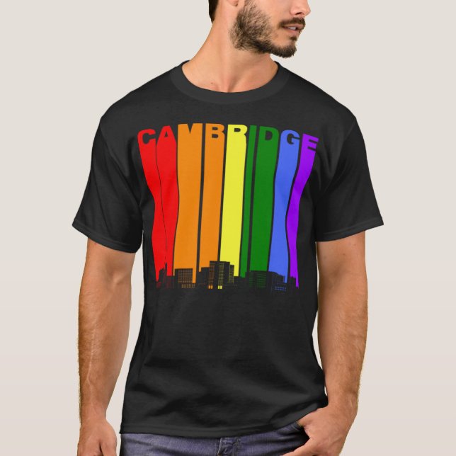 Cambridge Skyline Rainbow LGBT Gay Pride  T-Shirt (Front)