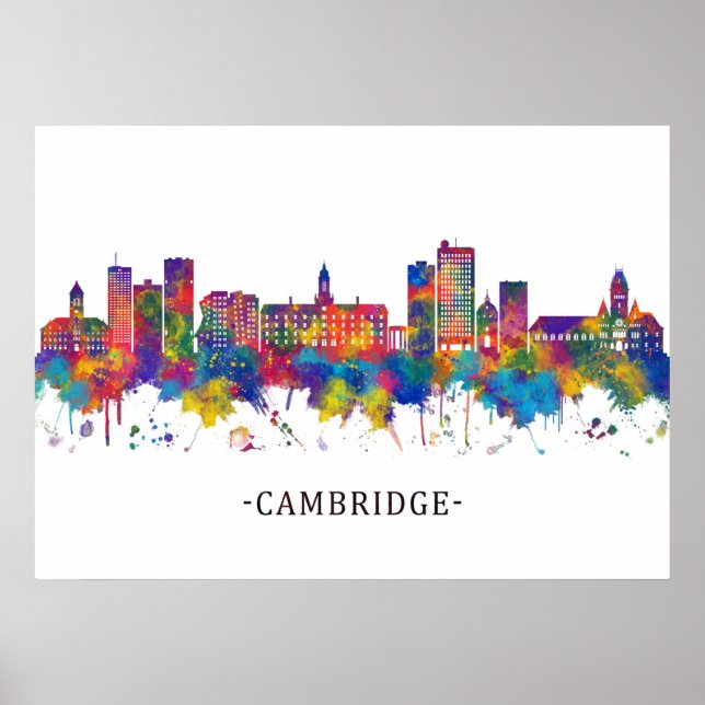 Cambridge USA Skyline Poster (Front)