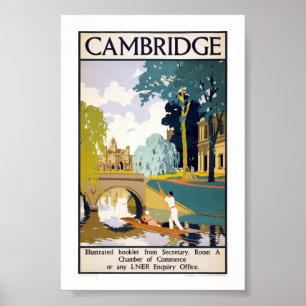 Cambridge Vintage Travel Poster Restored