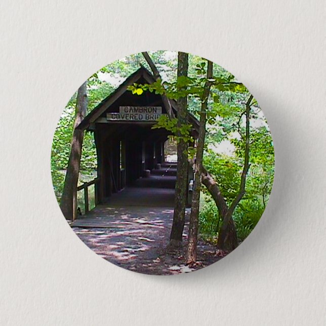 Cambron Covered Bridge, Madison County, Alabama 6 Cm Round Badge (Front)