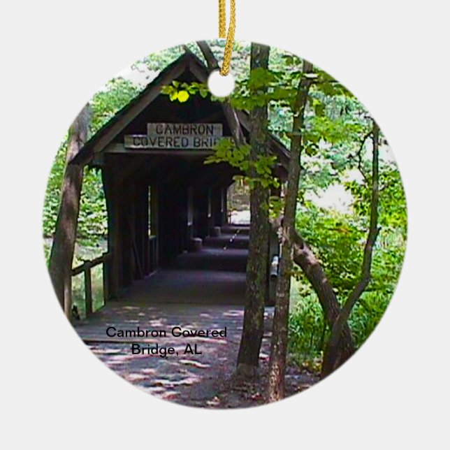 Cambron Covered Bridge, Madison County, Alabama Ceramic Tree Decoration (Front)