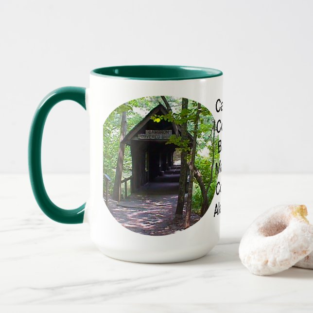 Cambron Covered Bridge, Madison County, Alabama Mug (With Donut)