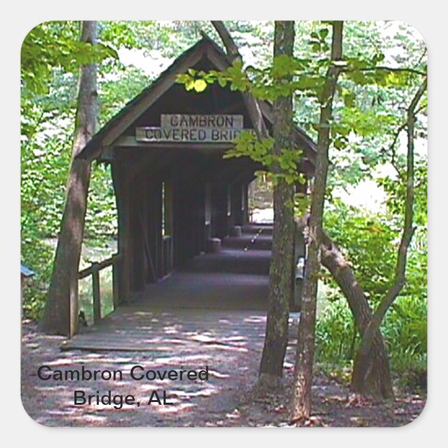 Cambron Covered Bridge, Madison County, Alabama Square Sticker (Front)