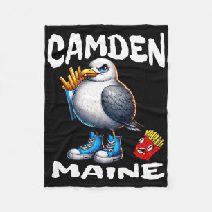 Camden Maine Funny Seagull French Fries Souvenir Fleece Blanket