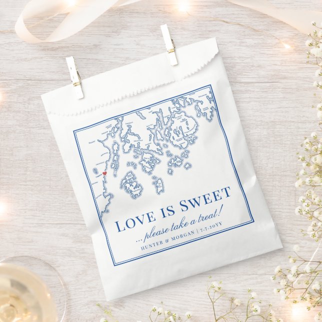 Camden Maine Map Love is Sweet Favour Bags (Clipped)