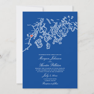 Camden Maine Map Wedding Invitation - Penobscot
