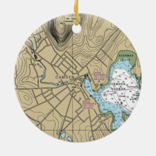 Camden Maine Nautical Chart Ceramic Tree Decoration