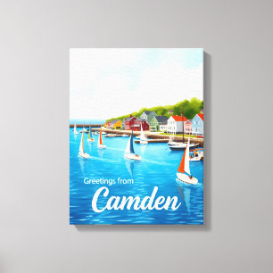 Camden, Maine – Sailboats & Harbors watercolor Canvas Print