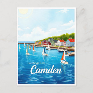Camden, Maine – Sailboats & Harbors watercolor Postcard