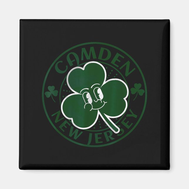 Camden New Jersey Irish Shamrock Nj Retro Souvenir Magnet (Front)
