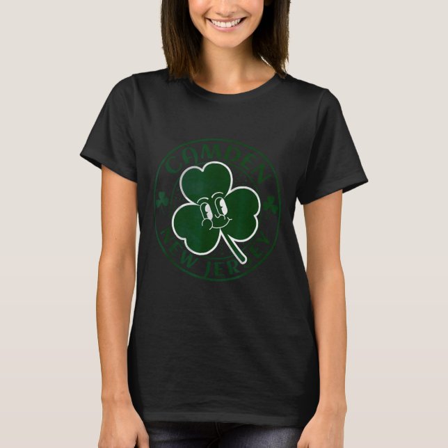 Camden New Jersey Irish Shamrock Nj Retro Souvenir T-Shirt (Front)