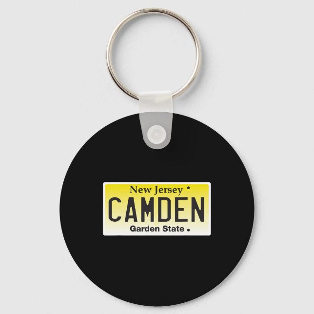 Camden New Jersey Nj Hometown License Plate Graphi Key Ring (Front)