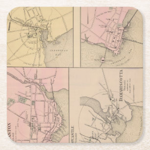 Camden, Wiscasset, Damariscotta, Newcastle Square Paper Coaster