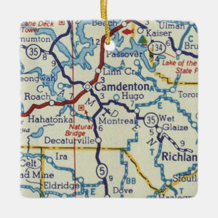 Camdenton MO Vintage Map Ceramic Ornament