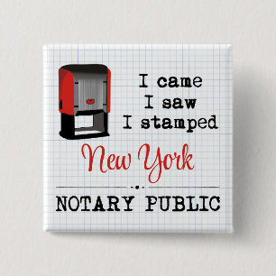 Came Saw Stamped Notary Public New York 15 Cm Square Badge