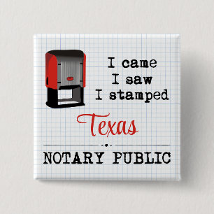Came Saw Stamped Notary Public Texas 15 Cm Square Badge