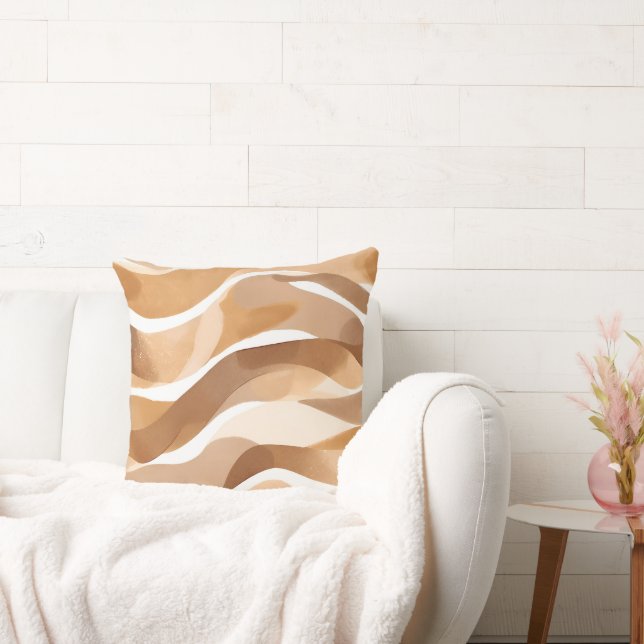 Camel and Tan Shaded Wave Cushion (Couch)