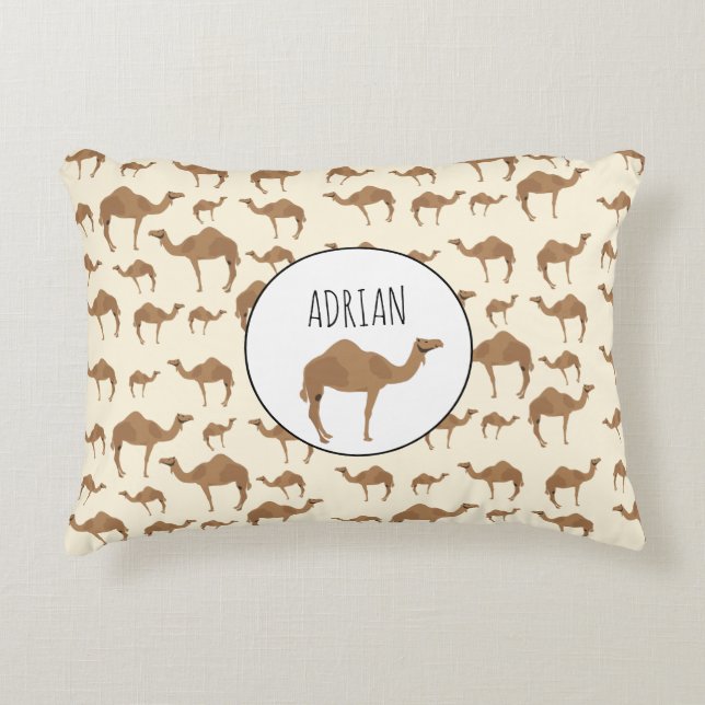Camel Animal Pattern Custom Name Decorative Cushion (Front)