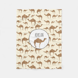 Camel Animal Pattern Custom Name Fleece Blanket
