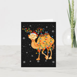 Camel Animal Santa Hat Ugly Christmas Tree Lights  Card