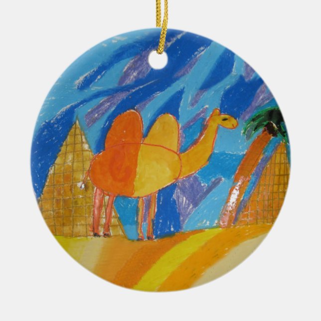 Camel Art by Kids Ceramic Tree Decoration (Front)
