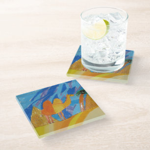 Camel Art by Kids drawing Glass Coaster