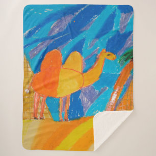 Camel Art by Kids drawing Sherpa Blanket
