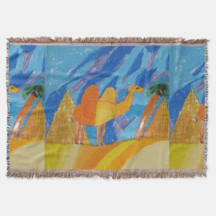 Camel Art by Kids Throw Blanket