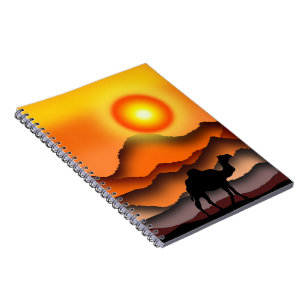 Camel at Sunset Desert Notebook - Painting