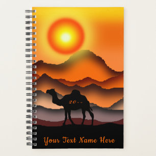 Camel At Sunset Desert Planner - Custom Text
