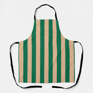 Camel Beige & Classic Green Stripe Apron