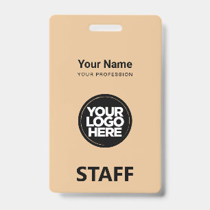 Camel Beige Employee Name Business Logo Staff Tag ID Badge