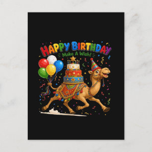 Camel Birthday Celebration Party Illustration Postcard