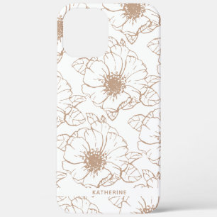 Camel Boho Floral Pattern Personalised iPhone 12 Pro Max Case
